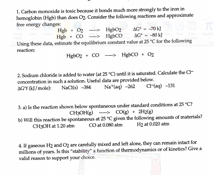 Solved Carbon monoxide is toxic because it bonds much more | Chegg.com