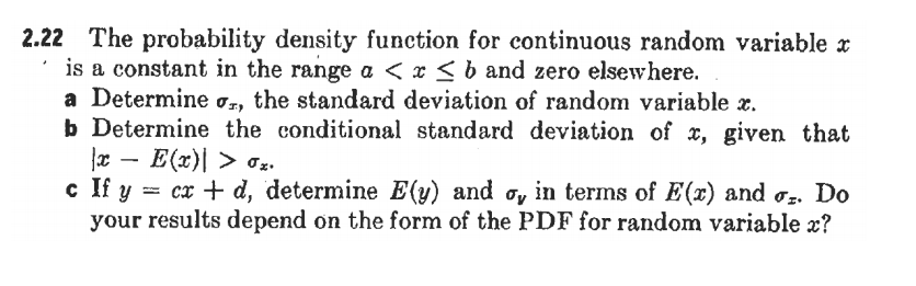 Solved 2.22 The probability density function for continuous | Chegg.com