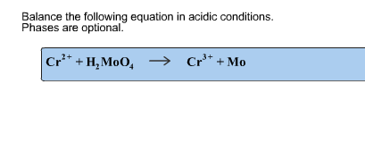 Solved Balance The Following Equation In Acidic Conditions. 