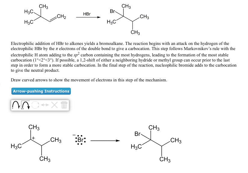 Solved Ch Ch H3c Br Hbr Ch2 Ch H3c H3c Ch Electrophilic 3332