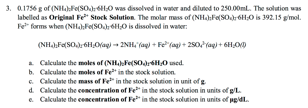 Nh4 2fe So4 2.6 H2o Molar Mass