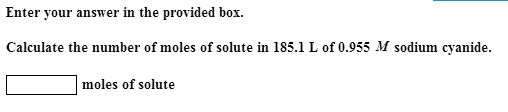 Solved Calculate The Number Of Moles Of Solute In 185i L Of 8136