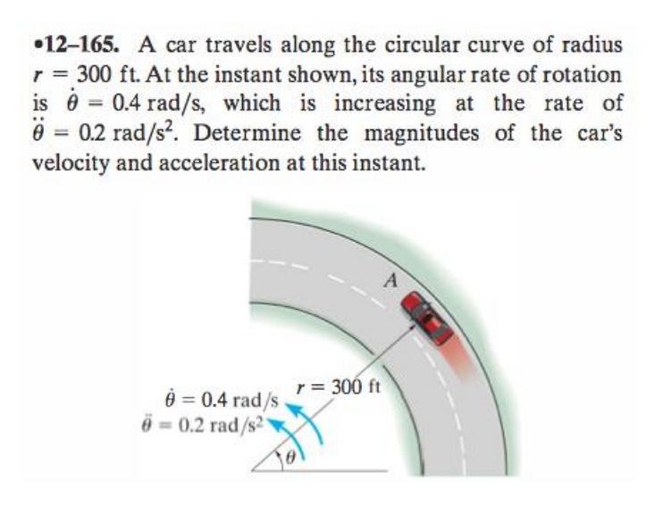 Solved A car travels along the circular curve of radius r =