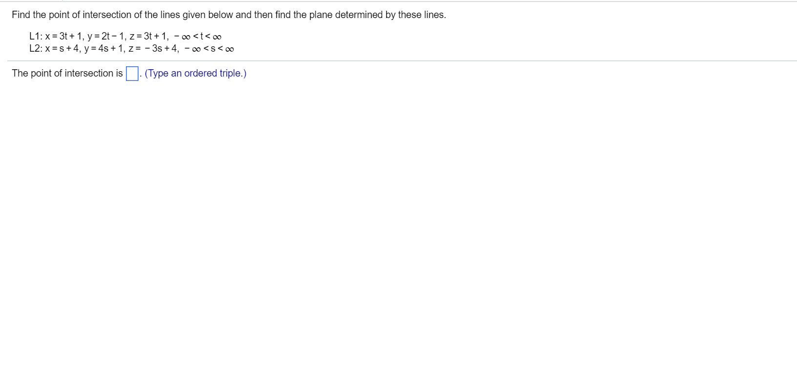 Solved Find the point of intersection of the given below and | Chegg.com
