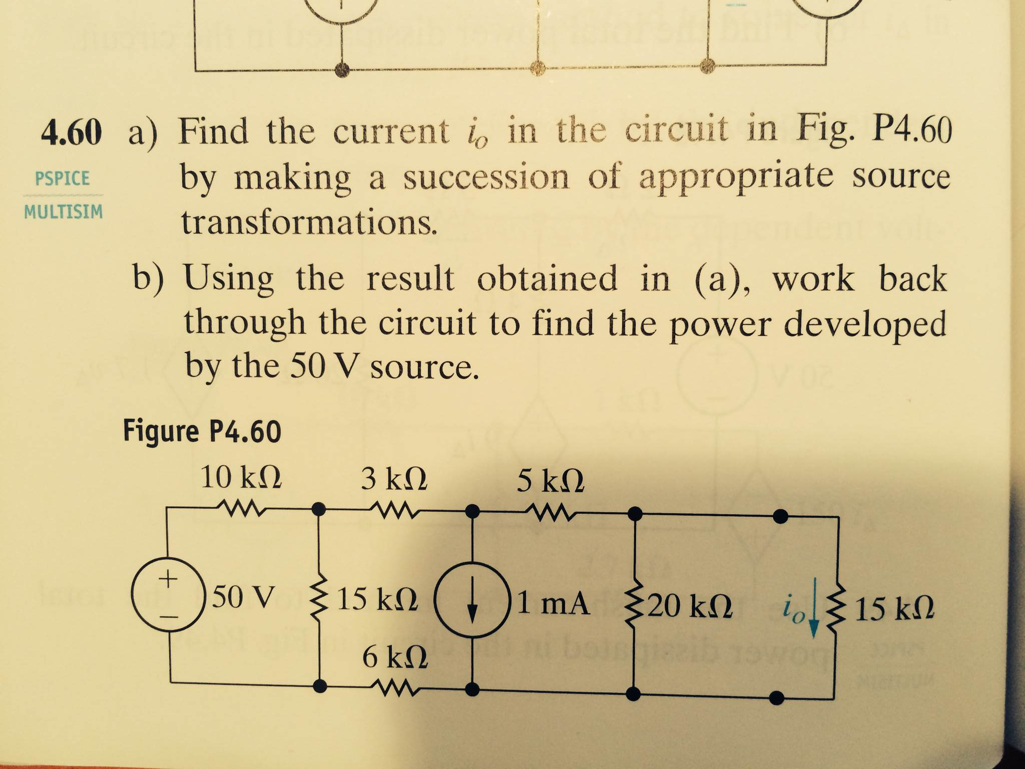 Solved 4.60 A) Find The Current I0 In The Circuit In Fig. | Chegg.com