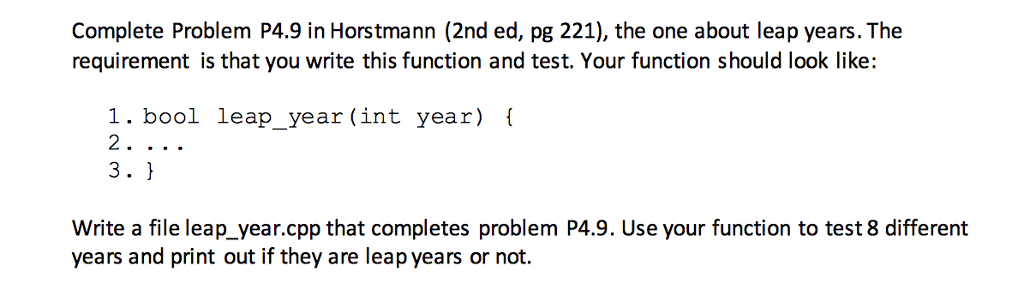 Solved Write a predicate function that tests whether a year | Chegg.com