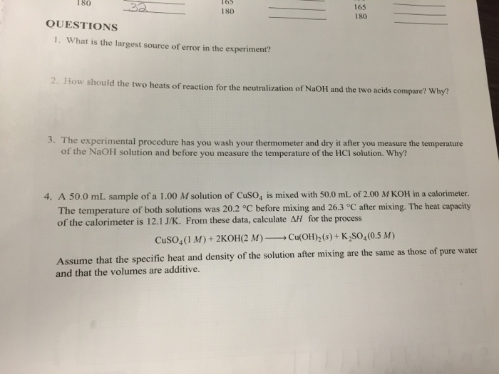 Solved This is the heat of neutralization experiment. Help | Chegg.com