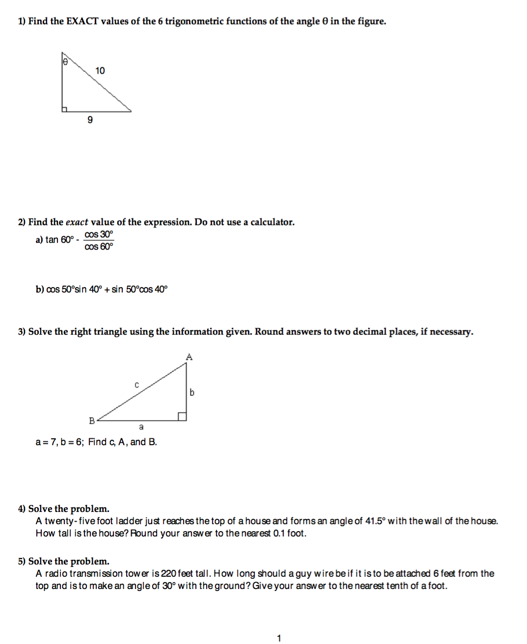 Solved Find the EXACT values of the 6 trigonometric | Chegg.com