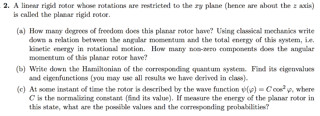 Solved A linear rigid rotor whose rotations are restricted | Chegg.com