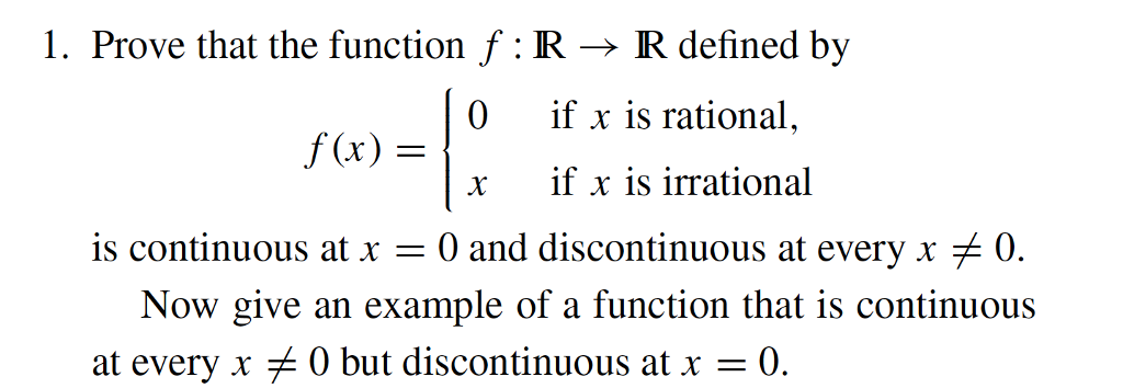 Solved I. Prove that the function f: R → R defined by 0 i 0 | Chegg.com