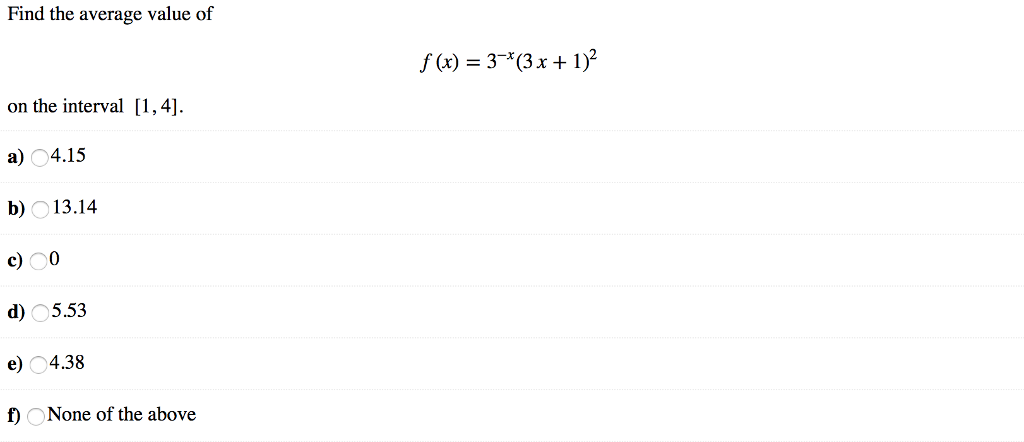 Solved Find The Average Value Of F x 3 3x 1 2 On The Chegg