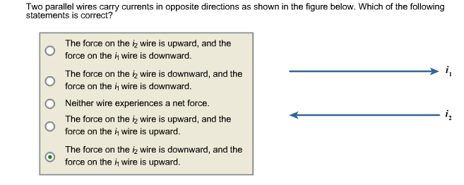 Two parallel wires carry currents in opposite | Chegg.com