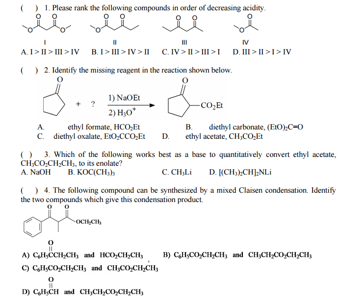 Solved Please rank the following compounds in order of | Chegg.com