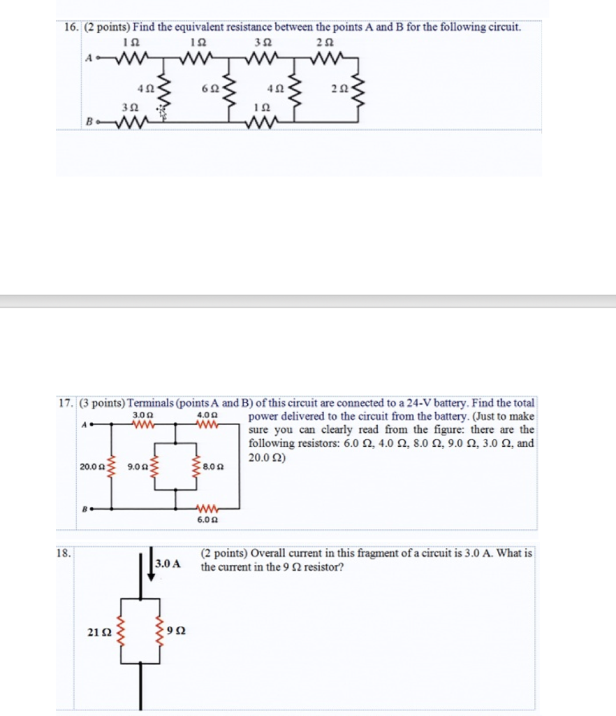 Solved 16. (2 Points) Find The Equivalent Resistance Between | Chegg.com