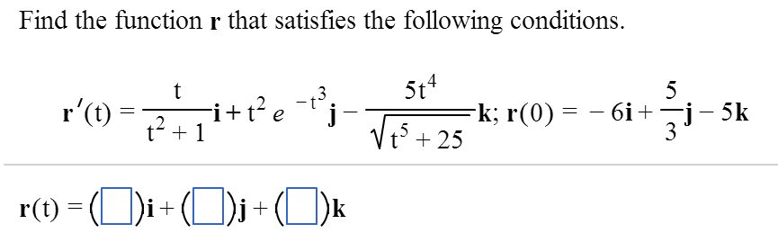 Solved Find the function r that satisfies the following | Chegg.com