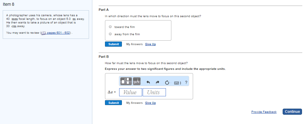 Solved Item 8 Part A A photographer uses his camera, whose | Chegg.com