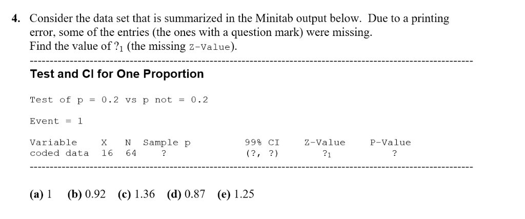 Solved 4. Consider The Data Set That Is Summarized In The | Chegg.com