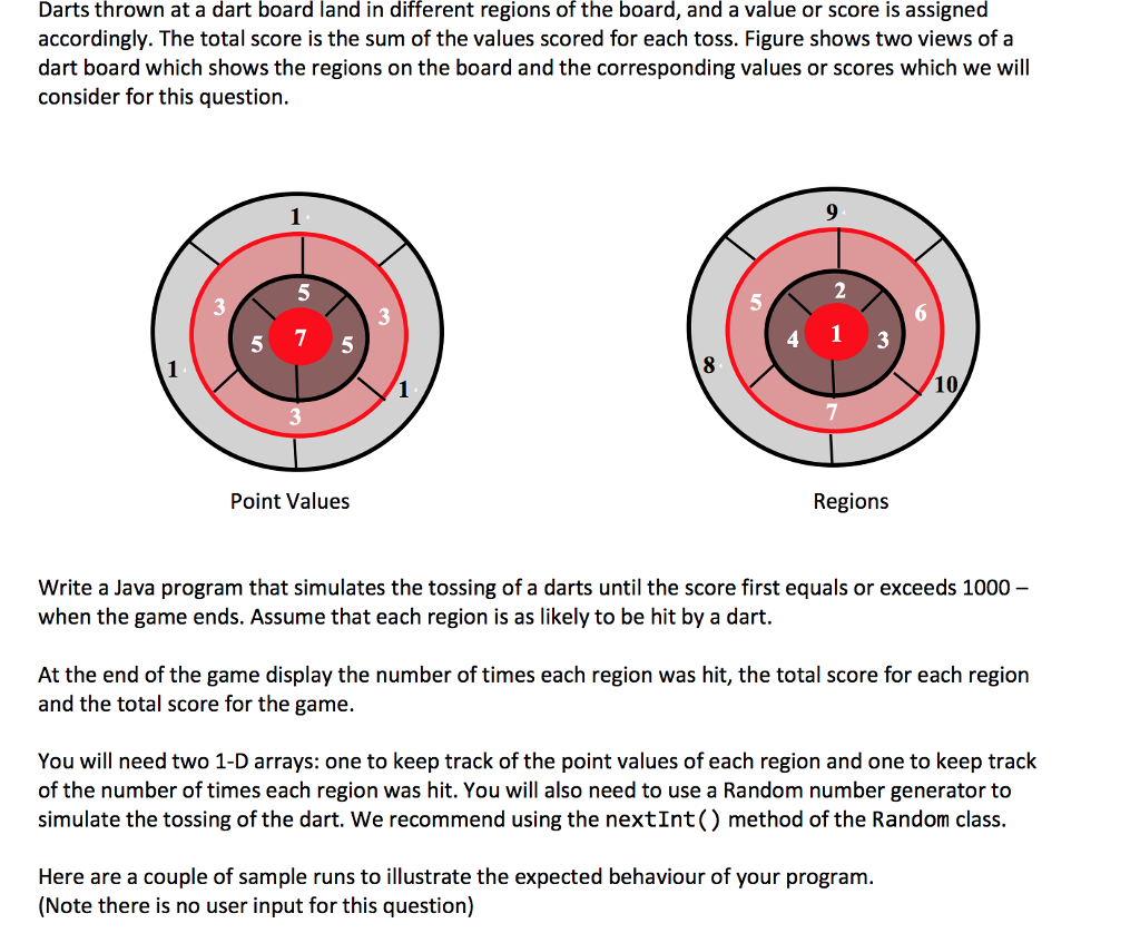 Solved Darts thrown at a dart board land in different