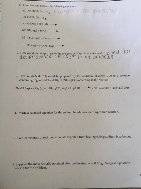 Solved 1. Complete and balance the following equations: (a) | Chegg.com