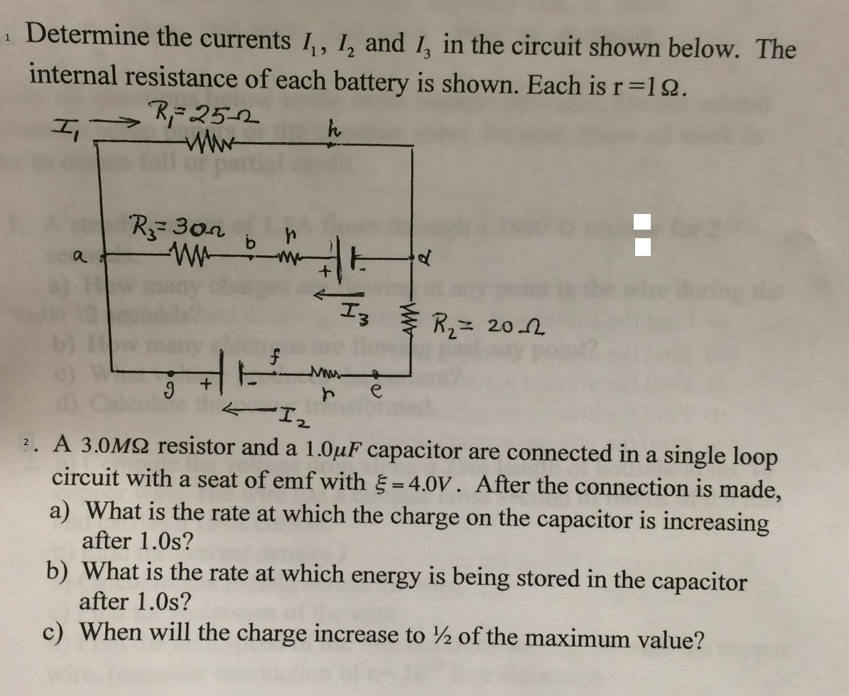 Solved Determine the currents I1, I2 and I3 in the circuit | Chegg.com