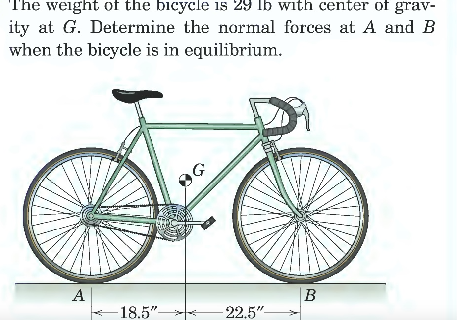 Solved The weight of the bicycle is 29 lb with center of - PhpuF6Z5b