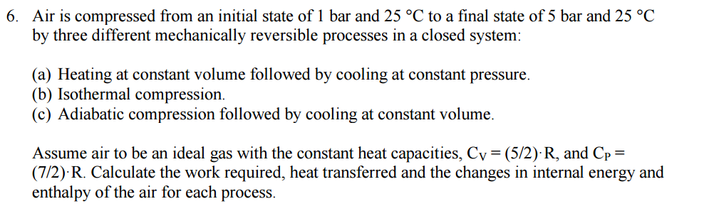 Solved Air is compressed from an initial state of 1 bar and | Chegg.com