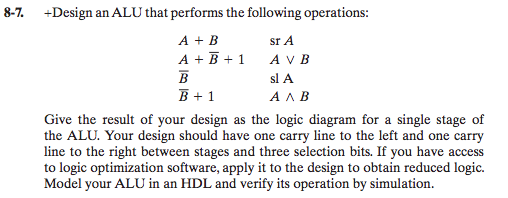 Solved 8-7. +Design an ALU that performs the following | Chegg.com