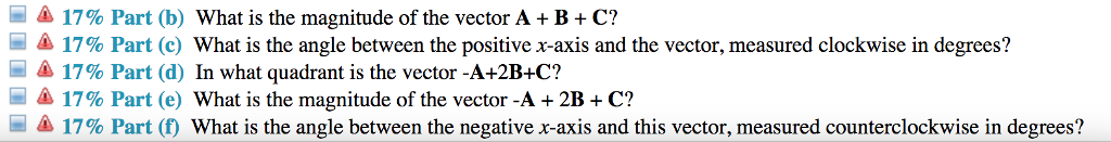 Solved (8%) Problem 12: Consider the three vectors shown in | Chegg.com