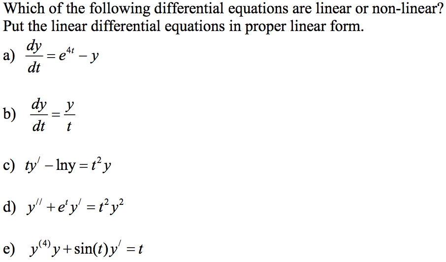 Solved Which Of The Following Differential Equations Are