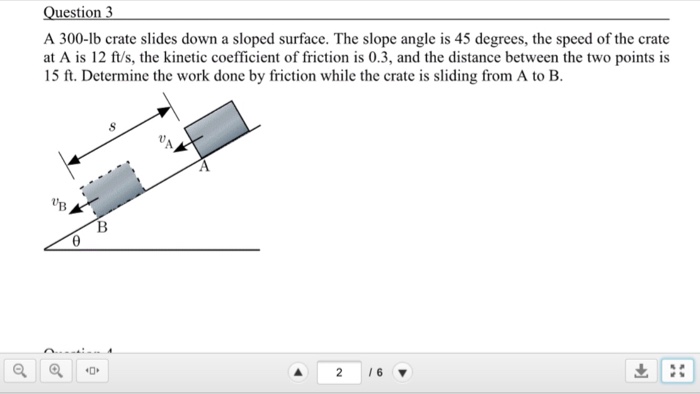 Solved Question 3 A 300-lb crate slides down a sloped | Chegg.com