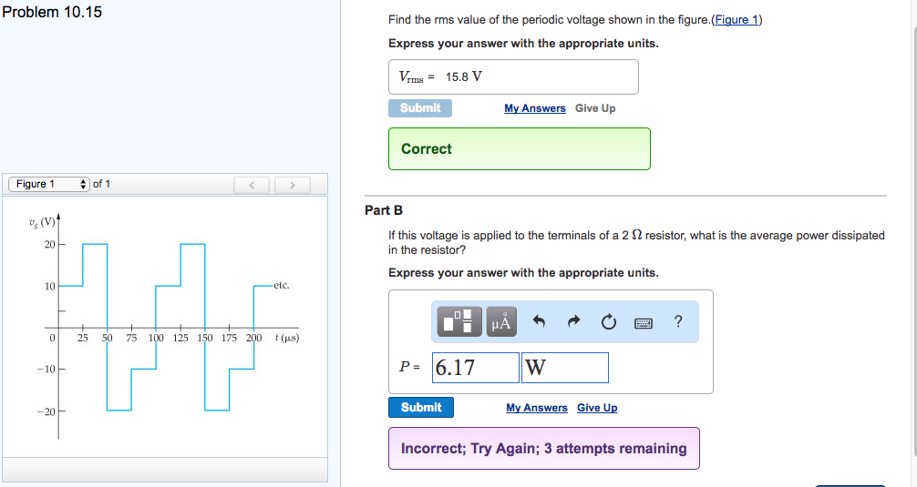 Solved Find the rms value of the periodic voltage shown in | Chegg.com