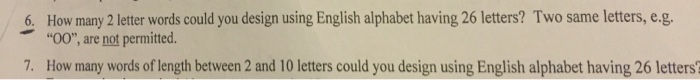 Solved 5 How Many 2 Letter Words Could You Design Using Chegg