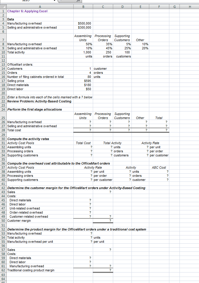 Solved Hi, I need the formulas (not the answers) that go to | Chegg.com