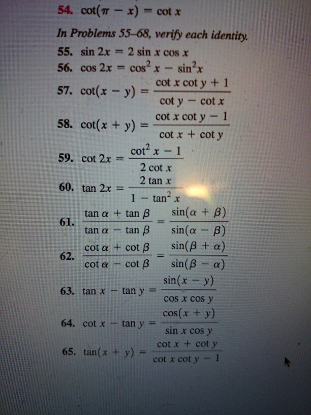 Solved In problems 55-68, verify each identity. 55. sin 2x = | Chegg.com