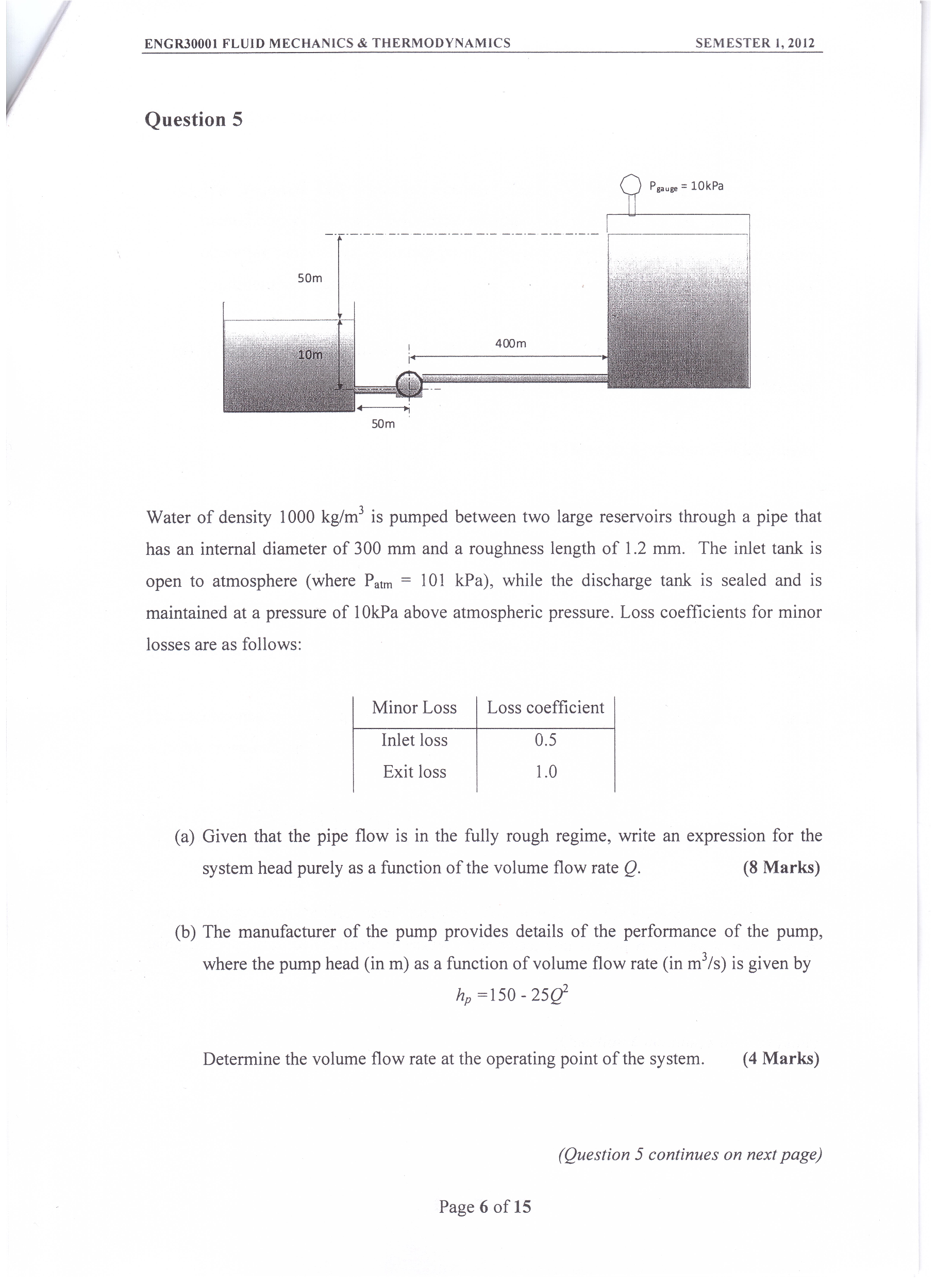 Solved Water of density 1000 kg/m^3 is pumped between two