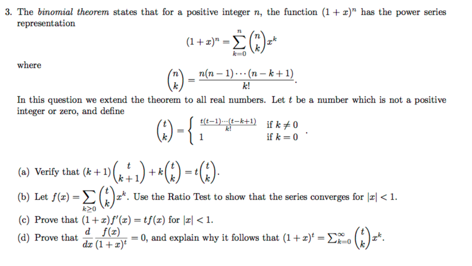 The binomial theorem states that for a positive | Chegg.com