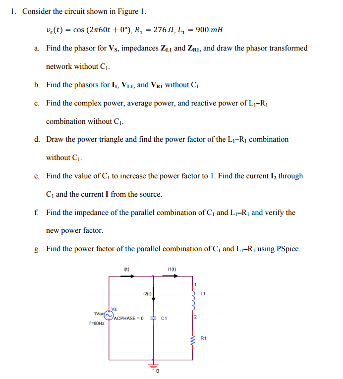 Solved 1. Consider The Circuit Shown In Figure 1. V,(t) = 