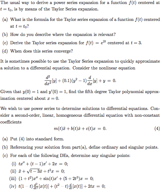 Solved The usual way to derive a power series expansion for | Chegg.com