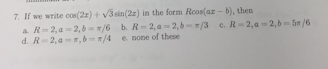 Solved If We Write Cos 2x Square Root 3 Sin 2x In The Chegg