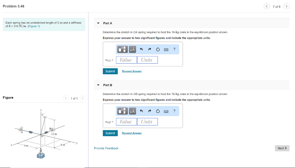 Solved Problem 3.46 Each spring has an unstretched length of | Chegg.com