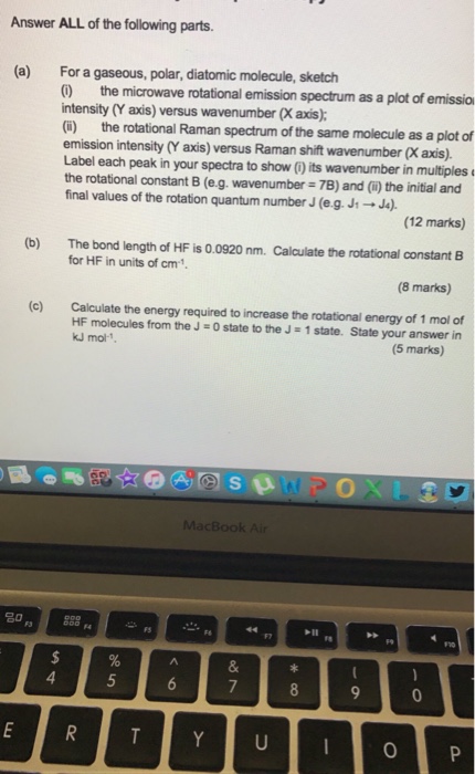 Solved For a gaseous, polar, diatomic molecule, sketch the | Chegg.com