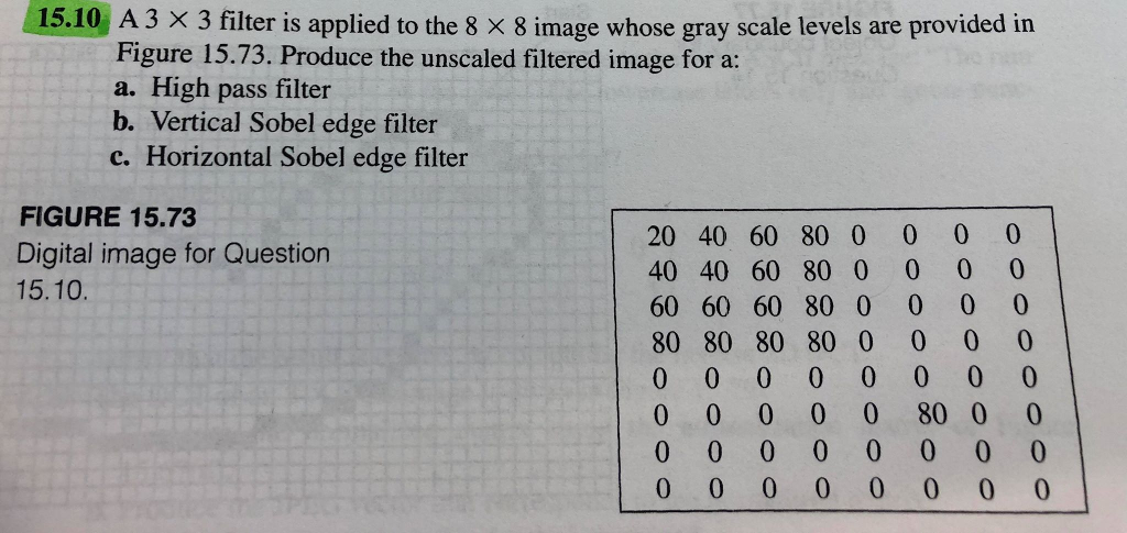 Solved A 3 X 3 filter is applied to the 8x8 image whose gray | Chegg.com