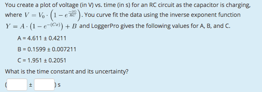 Solved You create a plot of voltage (in V) vs. time (in s) | Chegg.com