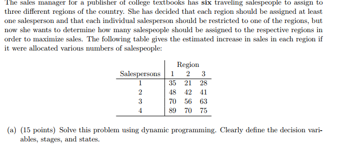 Solved The sales manager for a publisher of college | Chegg.com