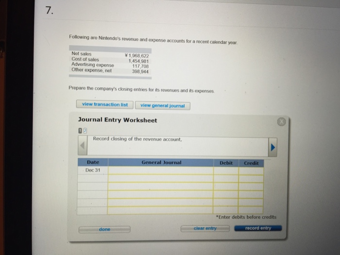 Solved Following are Nintendo's revenue and expense accounts