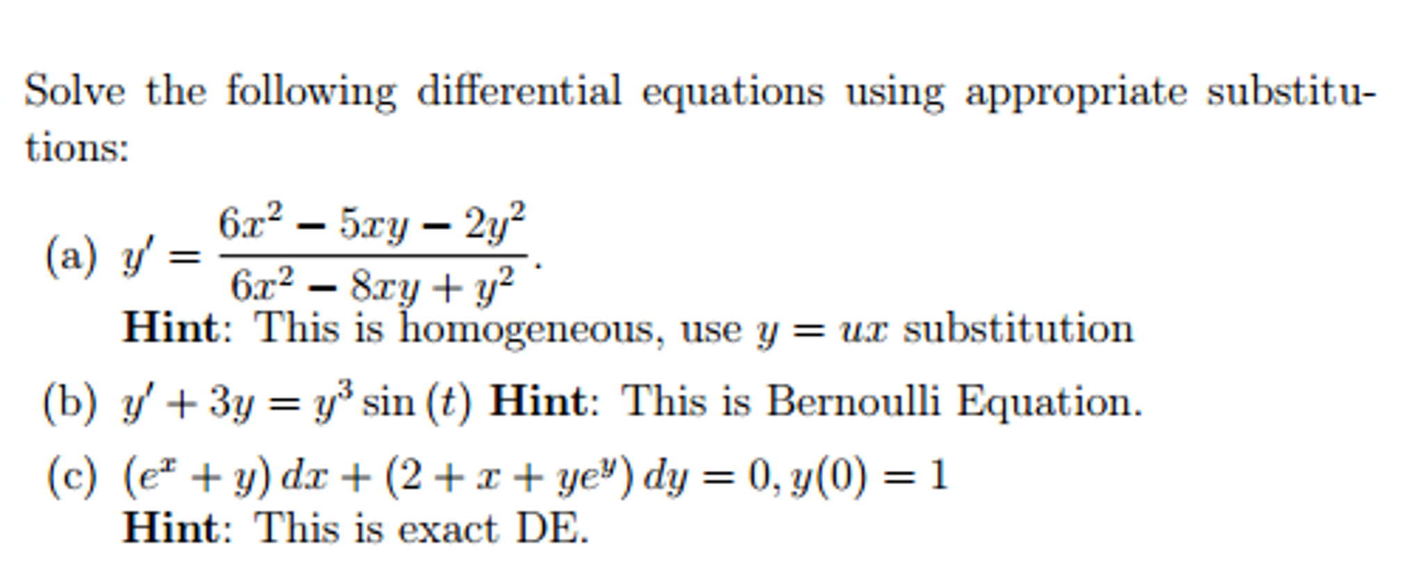 Solved Solve The Following Differential Equations Using | Chegg.com