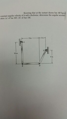 Solved Knowing that at the instant shown bar AB has a | Chegg.com