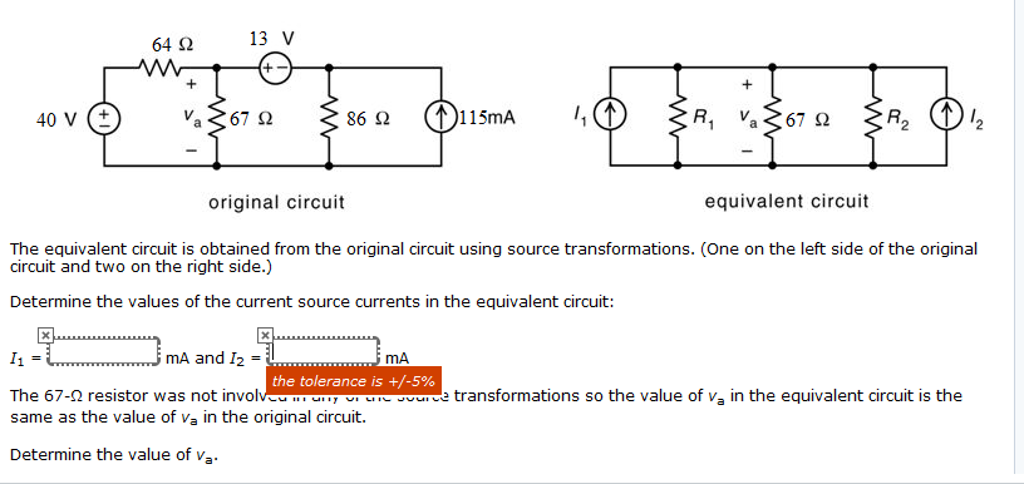 Solved The equivalent circuit is obtained from the | Chegg.com