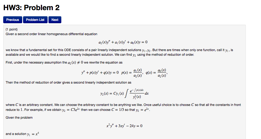 Solved HW3: Problem 2 Previous Problem List Next Given a | Chegg.com