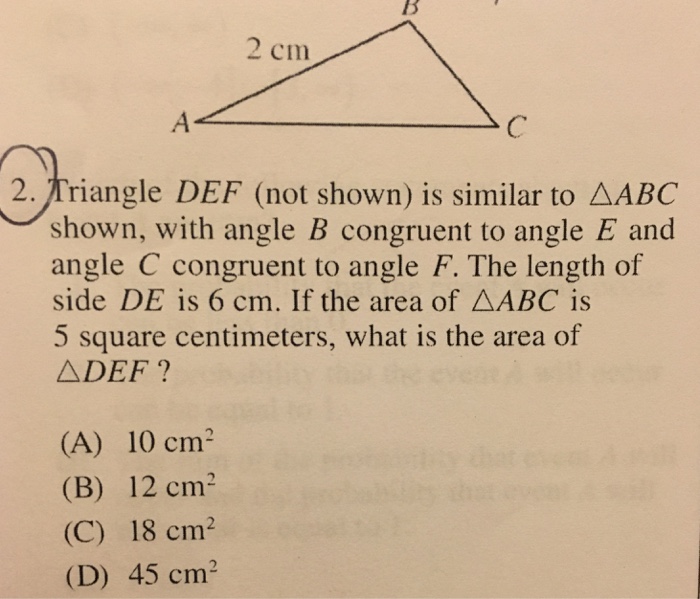 Solved Triangle DEF (not shown) is similar to Delta ABC